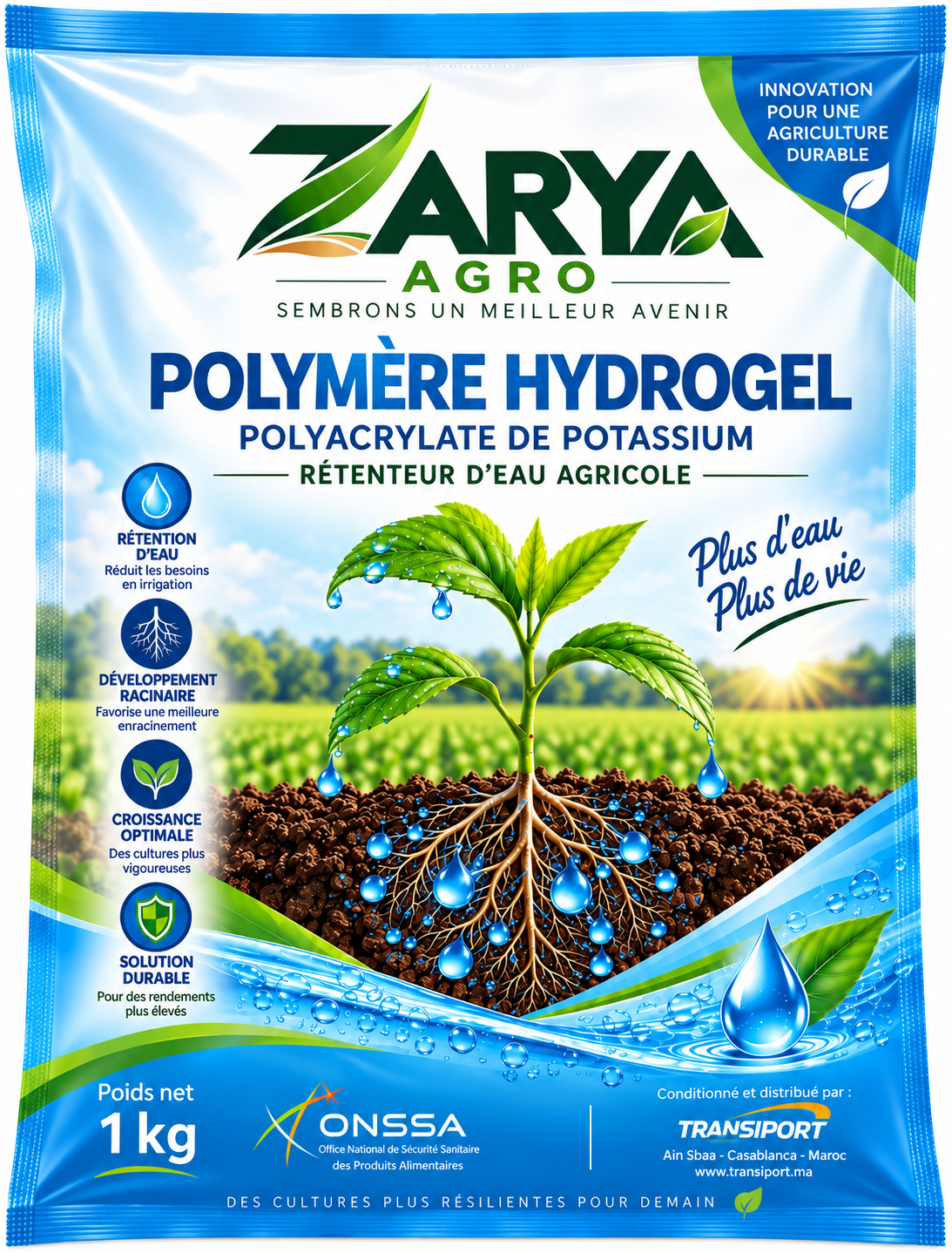 كيس بوليمير هيدروجيل فلاحي Zarya Agro وزن 1 كلغ، موزع من طرف Transiport