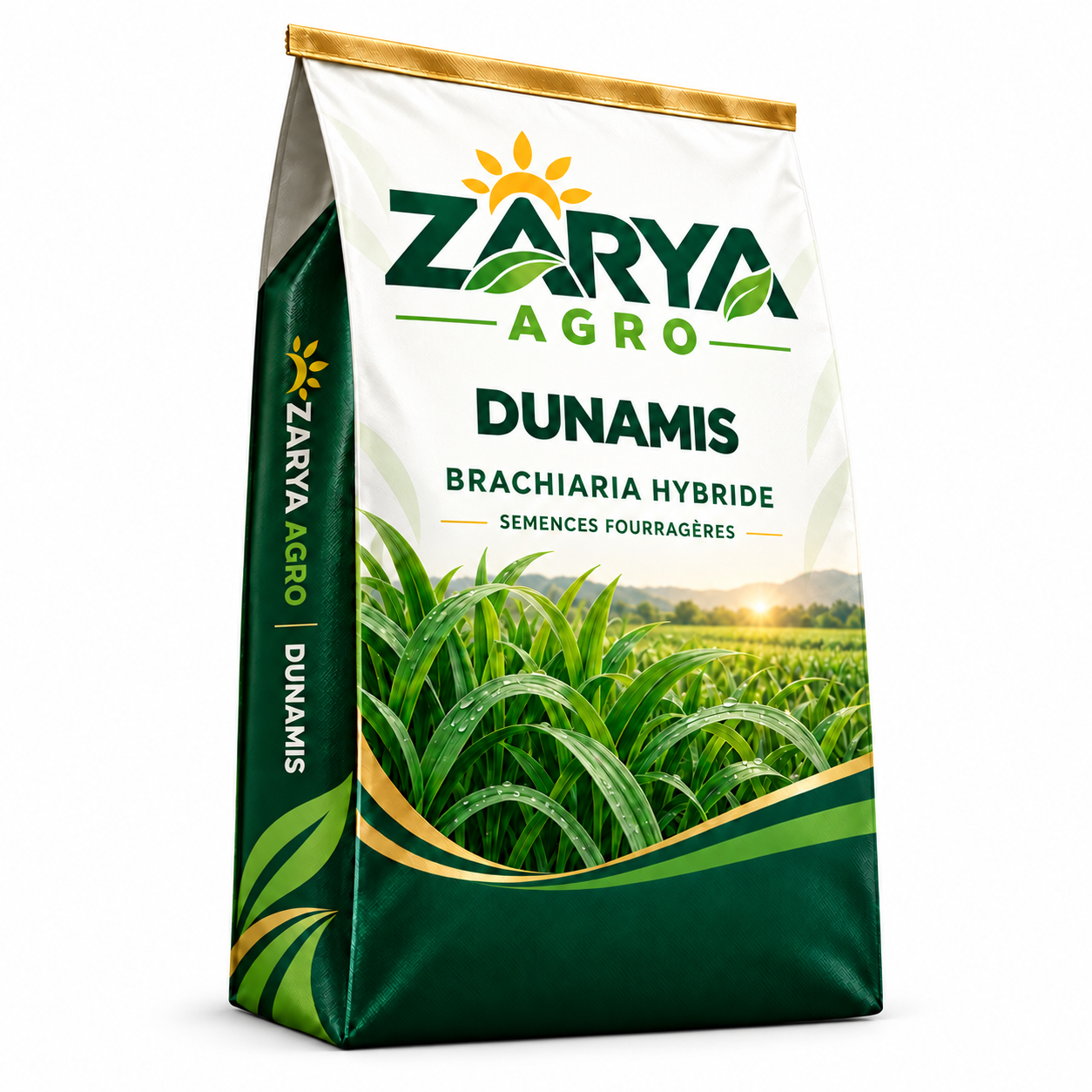 كيس بذور Dunamis بتغليف Zarya Agro الجديد بالأخضر والذهبي